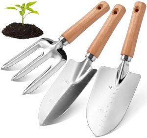 3-Piece Garden Tool Set with Wood Handles