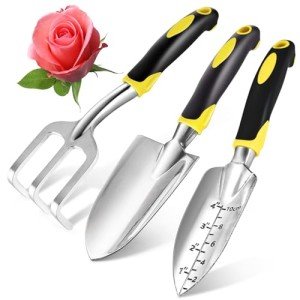 3-Piece Aluminum Garden Tool Set with Rake & Shovels