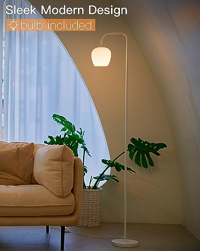 Minimalist White Floor Lamp with Opal Shade