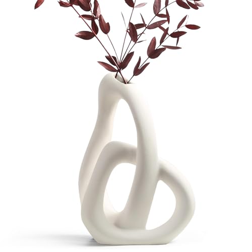 Modern White Ceramic Vase for Minimalist Decor