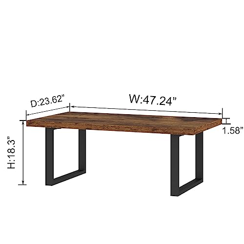 Rustic Minimalist Wooden Coffee Table, 47 Inch