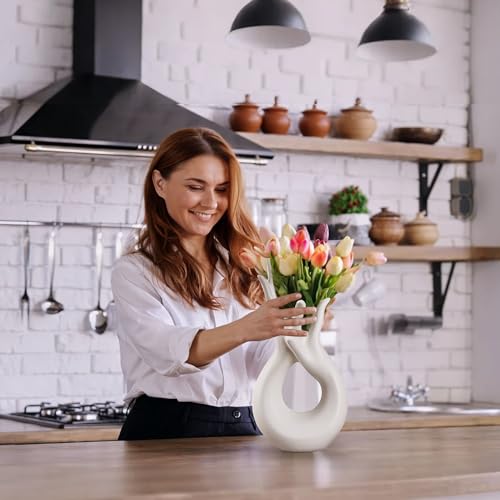 Minimalist White Ceramic Vase for Home Decor