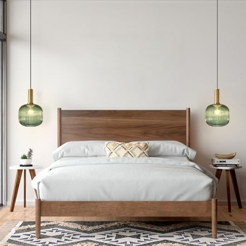 Large Green Glass Pendant Light with Gold Globe