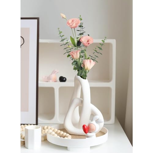 Modern White Ceramic Vase for Minimalist Decor