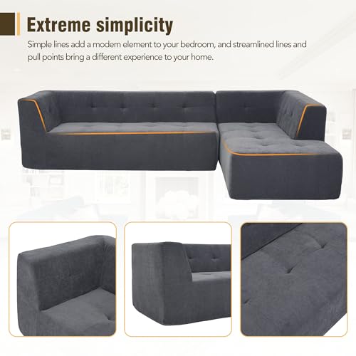 Modern Minimalist L-Shape Sofa with Chaise Lounge