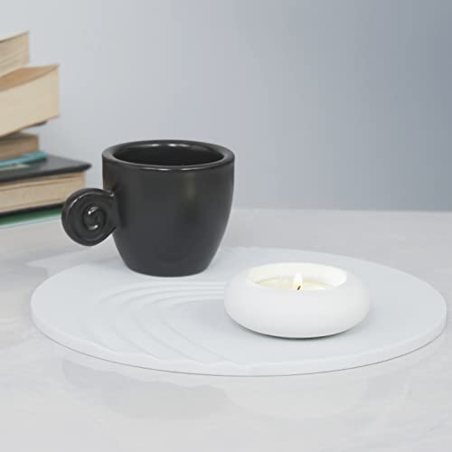White Cement Pebble Tealight Candle Holder - Minimalist Decor