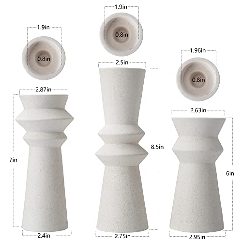 VICBOND Set of 3 Minimalist Ceramic Candle Holders