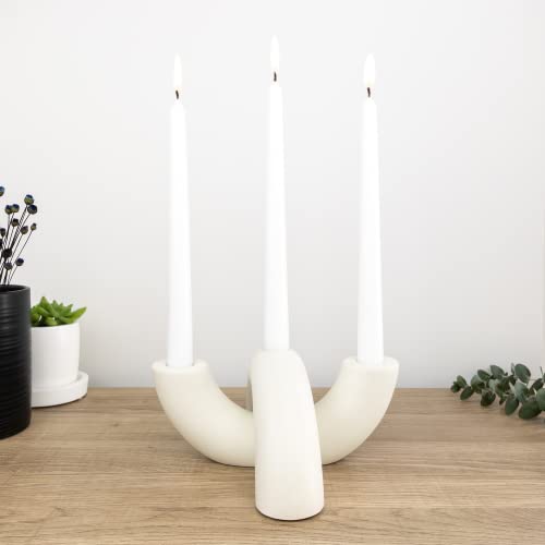 Minimalist Ceramic Candle Holder Set in Ivory