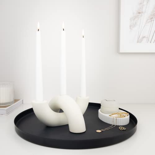 Minimalist Ceramic Candle Holder Set in Ivory