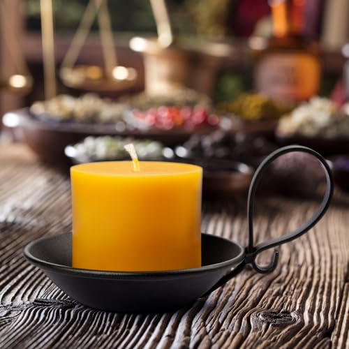 Black Iron Candle Holder with Handle - Industrial Decor