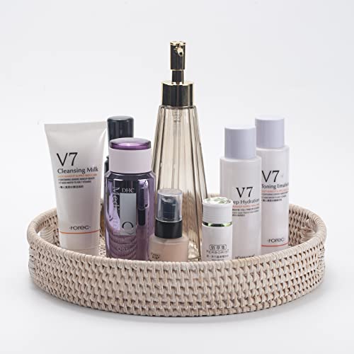 Round Woven Rattan Tray with Cut-Out Handles