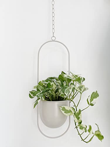 Boho Beige Metal Plant Hanger for Minimalist Decor
