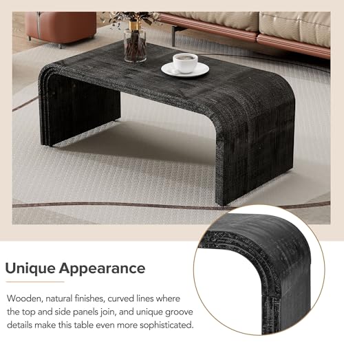 Antique Black Minimalist Curved Coffee Table