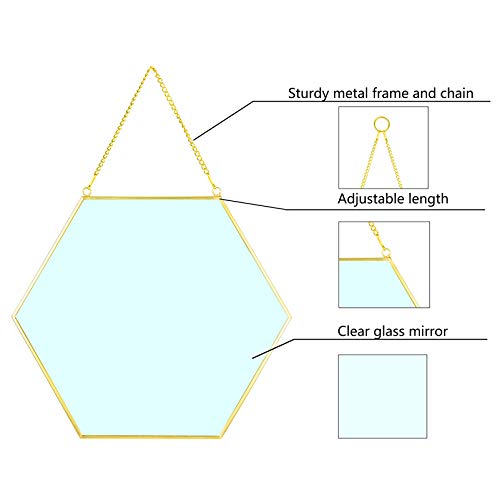 Hexagon Wall Mirror with Chain – Gold Decor