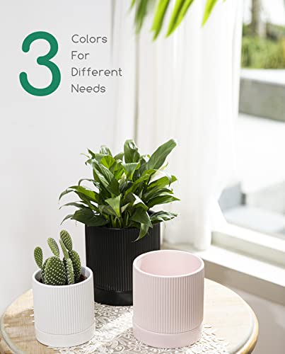Modern Ceramic Plant Pots with Drainage - Set of 3