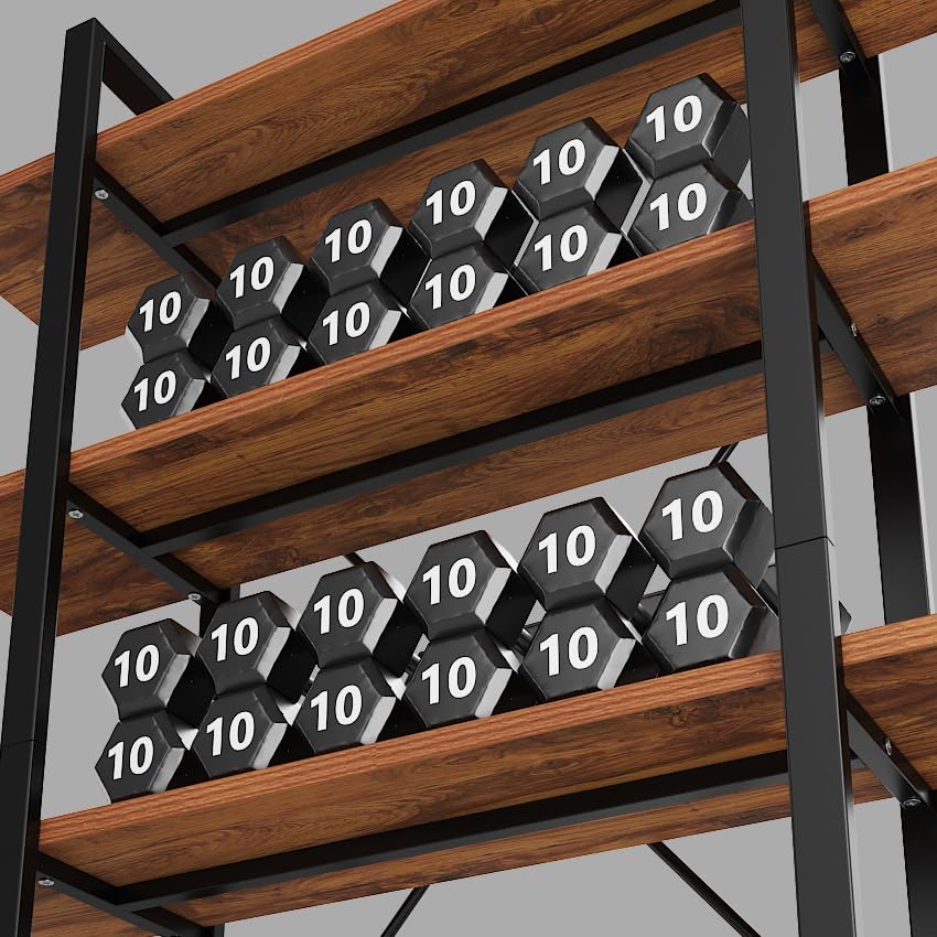 Tall 5-Tier Wood and Metal Minimalist Bookshelf