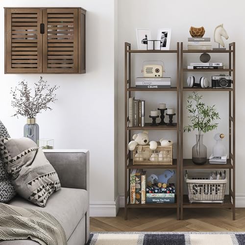 Tall Narrow Bamboo Bookshelf for Small Spaces