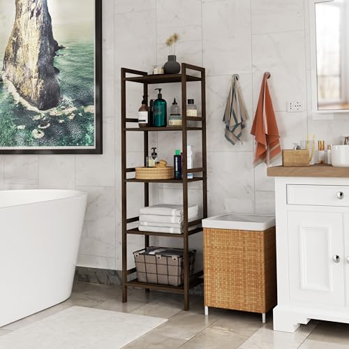 Tall Narrow Bamboo Bookshelf for Small Spaces