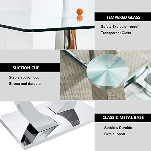 Modern 63" Glass Dining Table for Minimalist Spaces