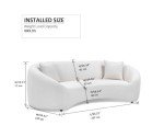 Curved White Velvet 3-Seater Minimalist Sofa