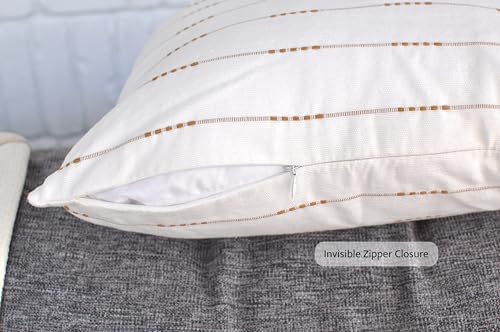 Cream Geometric Striped Pillow Covers - Set of 2