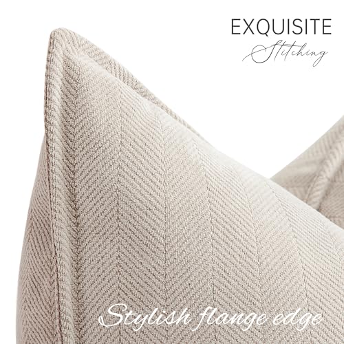 Beige Chenille Pillow Covers Set of 2