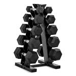 CAP Barbell 100 lb Rubber Dumbbell Set with Rack