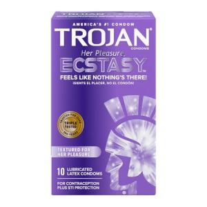 Trojan Her Pleasure Ecstasy Lubricated Condoms - 10 Pack