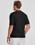 Men's Black Knit Button Down Polo Shirt