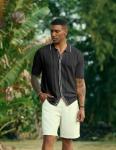 Men's Black Knit Button Down Polo Shirt