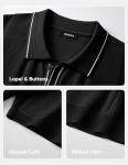 Men's Black Knit Button Down Polo Shirt