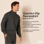 Men's Green Quarter-Zip Fleece Pullover Sweatshirt