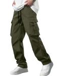 Men's Army Green Cargo Workout Joggers with Pockets