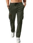 Men's Army Green Cargo Workout Joggers with Pockets