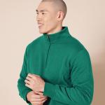 Men's Green Quarter-Zip Fleece Pullover Sweatshirt
