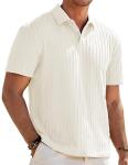 JMIERR Polo Shirts for Men Loose Classic Short Sleeve Stretchy Soft Golf Shirts Old Money Knit Shirt, XL, Beige