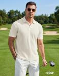 JMIERR Polo Shirts for Men Loose Classic Short Sleeve Stretchy Soft Golf Shirts Old Money Knit Shirt, XL, Beige