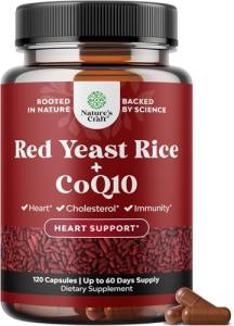 Red Yeast Rice with CoQ10 Supplement - Advanced Healthy Heart & Healthy Cholesterol Levels Formula for Men & Women - Extra Strength Capsule with Red Yeast Rice 1200 mg Capsules with CoQ10 - 120 Count