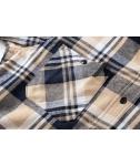 ZITY Men's Flannel Hoodie Shirts Casual Button Down Plaid Shirt Jackets for Men Long Sleeve Stylish Hooded with Pocket Navybeigewhite Large