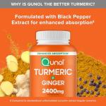 Qunol Turmeric Curcumin with Black Pepper & Ginger, 2400mg Turmeric Extract with 95% Curcuminoids, Extra Strength Supplement, Enhanced Absorption, Joint Support Supplement, 105 Count