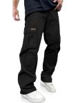 PLEPAN Men's Casual Cargo Pants Drawstring Hiking Pants Workout Tactical Joggers Sweatpants for Men Black X-Large