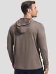 PINSPARK Lightweight Pullover Hoodies for Men Long Sleeve Hoodie for Golf Gym Workout Athletic Sweatshirt Brown