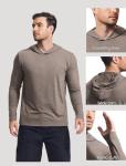 PINSPARK Lightweight Pullover Hoodies for Men Long Sleeve Hoodie for Golf Gym Workout Athletic Sweatshirt Brown