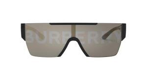 Burberry BE 4291 3001/G Black Plastic Rectangle Sunglasses Gold Mirror Lens