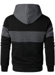 Qichic Men's Hooded Sweatshirt Casual Long Sleeve Drawstring Waffle Knit Pullover Hoodies Black L
