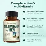 Multivitamin for Men with Bioavailable Vitamins, Minerals, Vitamin D, B12, C, A & Zinc for Energy, Focus and Immune Health – Premium Mens Multivitamins & Multiminerals – 60 Liquid Caps