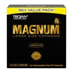 TROJAN Magnum Lubricated Large Condoms, Comfortable and Smooth Lubricated, America’s Number One Condom, 36 Count Pack