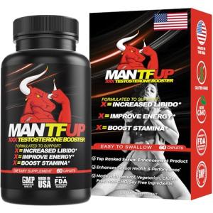 MANTFUP Vitality Enhancer for Men | Fast-Acting Testosterone Booster & Daily Supplement to Support Male Health & Libido | Potenciadores de Testosterona | Made in USA (1 Month Supply, 60 Caplets)