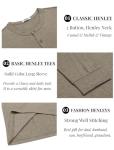 COOFANDY Men's Henley Shirts Long Sleeve Casual Vintage T-Shirt Lightweight Soft Stretch Tees Fall Henley Pullover Tops Khaki