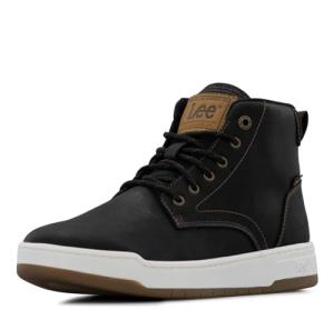 Lee | Spencer Sneaker for Men | Comfortable Denim Men's Shoe | Everyday Men Footwear, Black/Black Denim/Cognac, 10.5